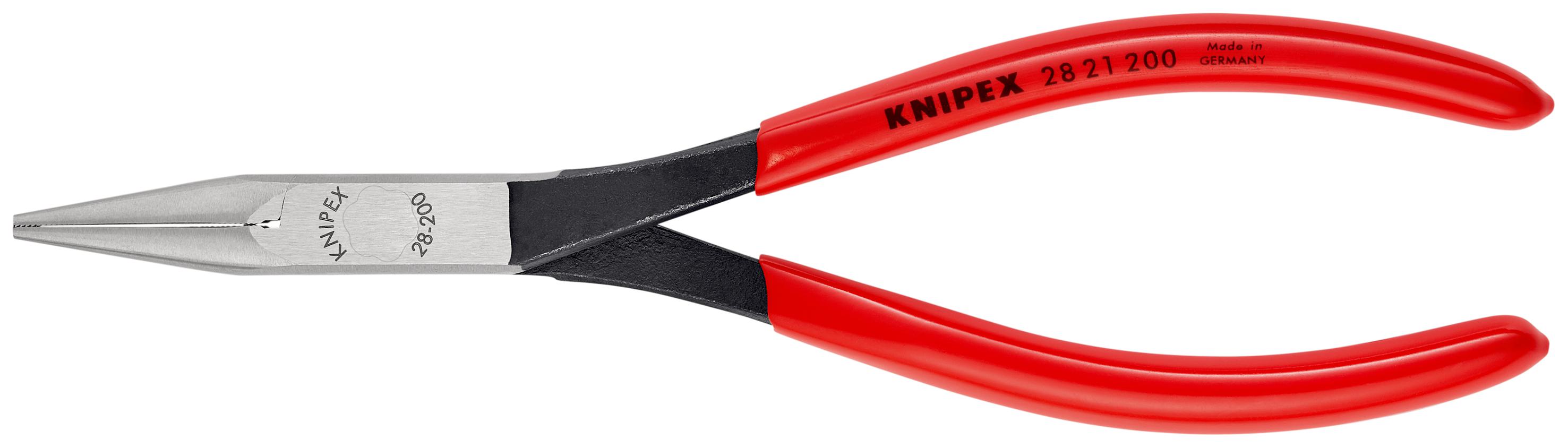 Knipex Long Nose Pliers, 200 mm Overall, Straight Tip, 34mm Jaw