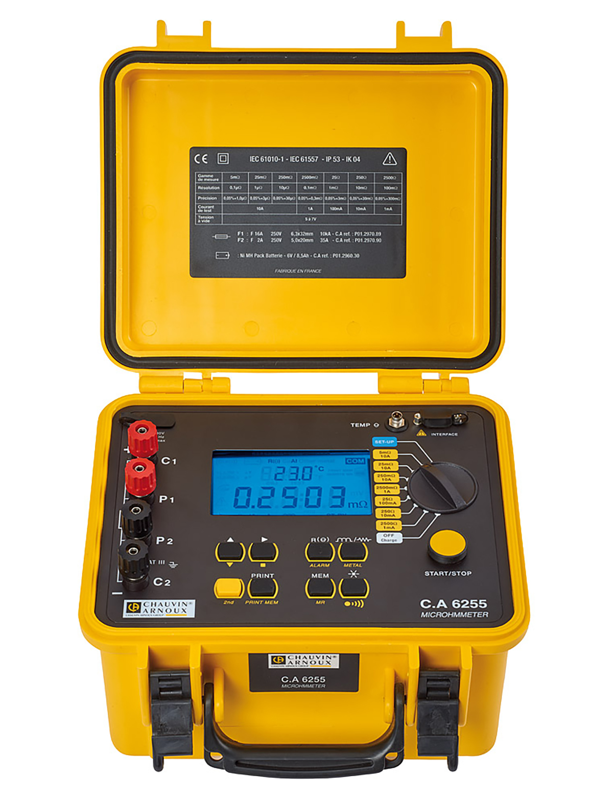 Chauvin Arnoux CA 6255 Handheld Ohmmeter, 2500 Ω Max, 100nΩ Resolution, 4 Wire