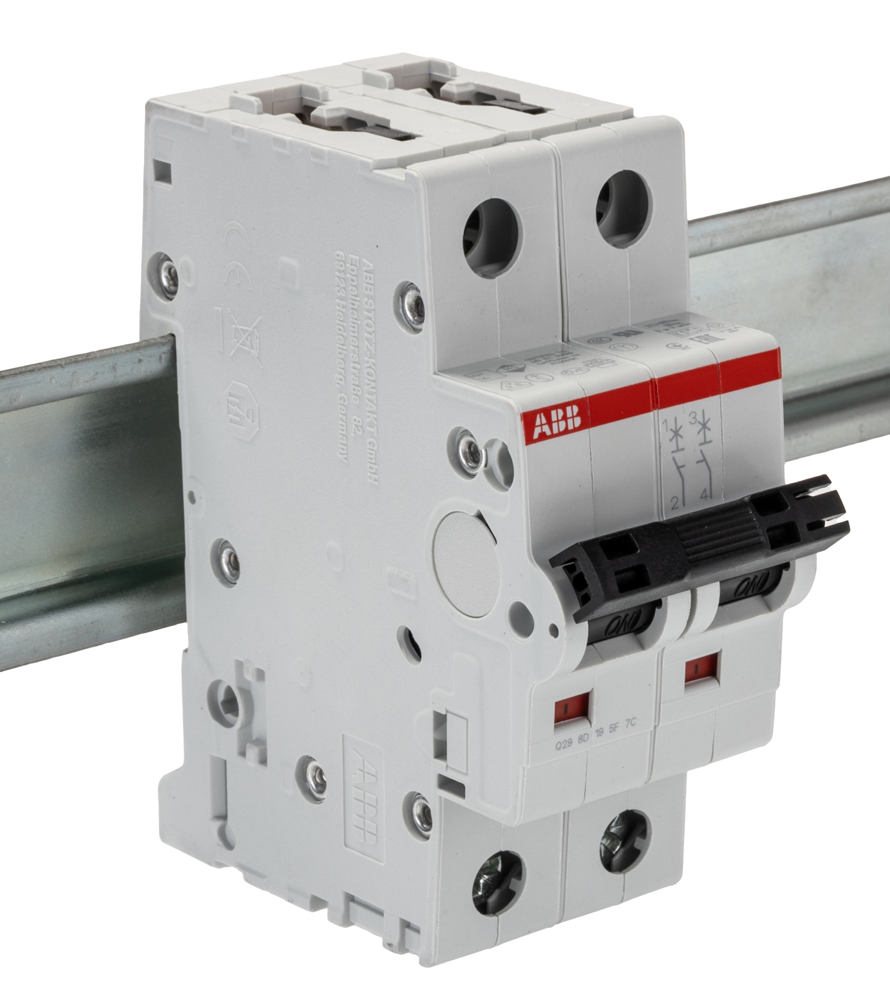 ABB System Pro M Compact S200M MCB, 2P, 1A Curve D, 400V AC, 125V DC, 15 kA Breaking Capacity