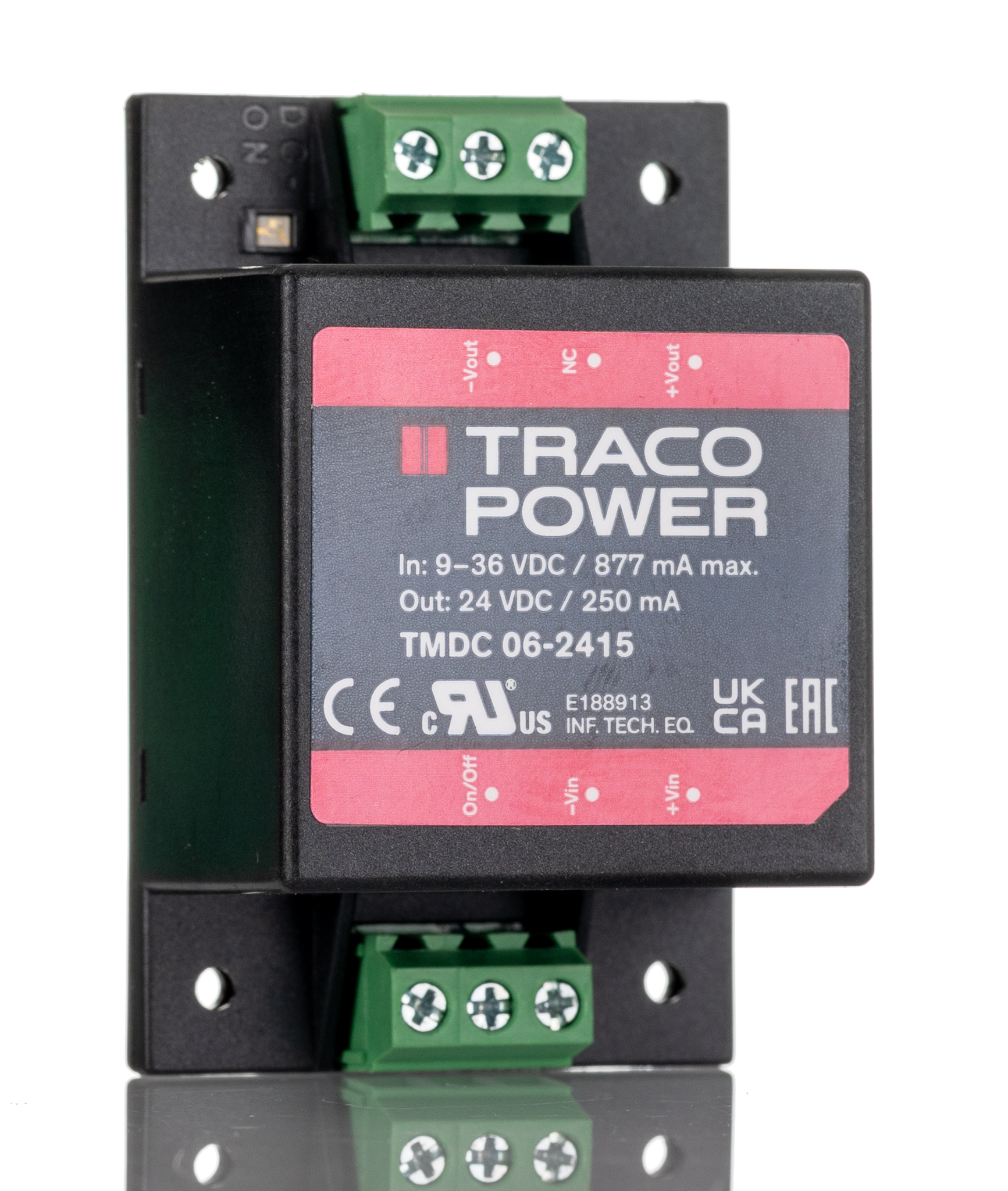 TRACOPOWER TMDC 06 DC-DC Converter, 24V dc/ 250mA Output, 9 → 36 V dc Input, 6W, Chassis Mount, +93°C Max Temp