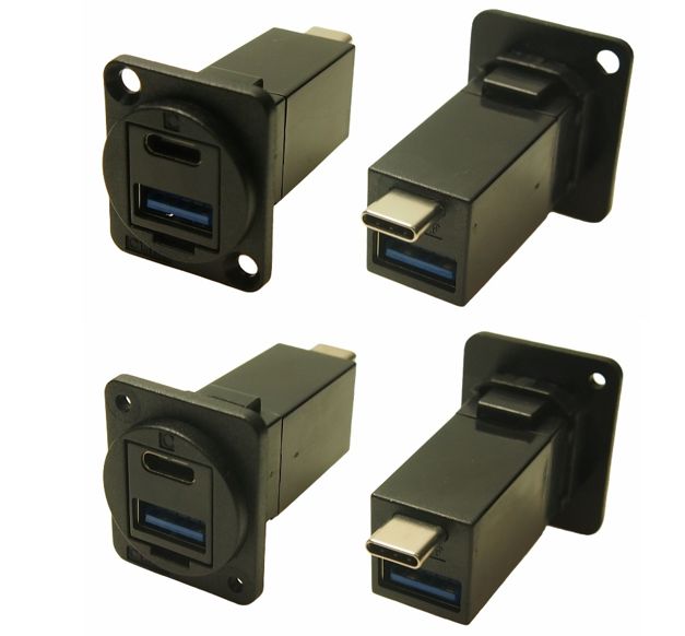 Straight, Panel Mount, Socket- Dual Port Type USB USB3.0 A-A USB Connector