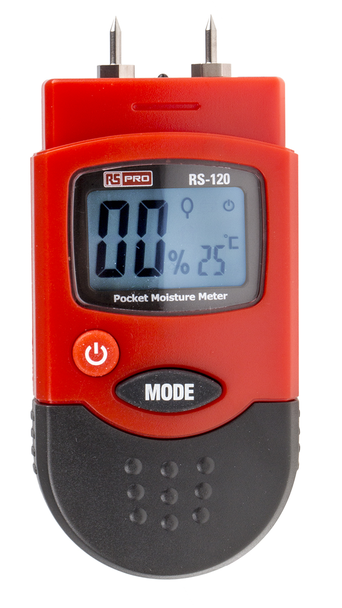 RS PRO RS-120 Moisture Meter, 0.2 → 2 %, 6 → 44 % RH Max, ±0.2 %, ±2 % Accuracy, Digital Display,