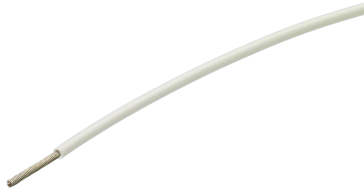TE Connectivity FlexLite Series White 0.35 mm² Hook Up Wire, 22 AWG, 19/0.15 mm, 100m, ETFE Insulation, FLHTC0311-0.35-9