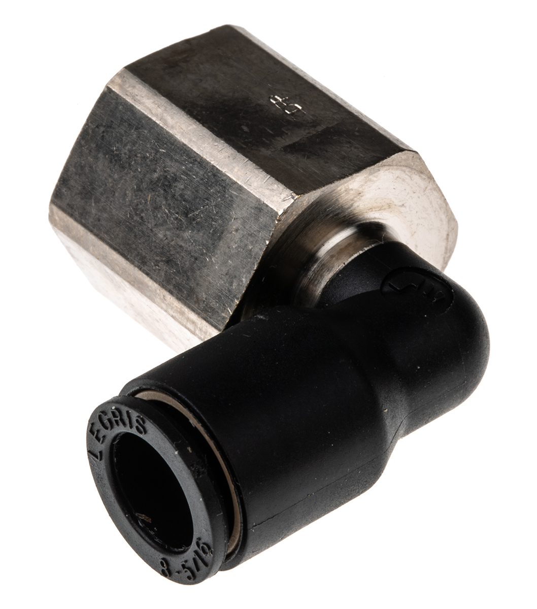Legris LF3000 Series Elbow Threaded Adaptor, G 3/8 Female to Push In 8 mm, Threaded-to-Tube Connection Style