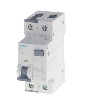 Siemens RCBO, 13A Current Rating, 2P Poles, 30mA Trip Sensitivity, Sentron Range