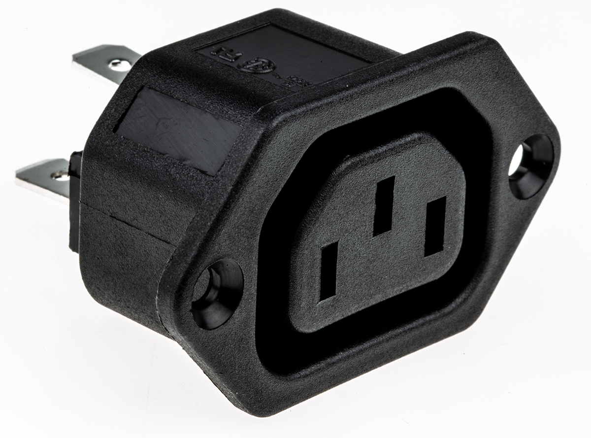 Bulgin C13 Flange Mount IEC Connector Socket, 10A, 250 V