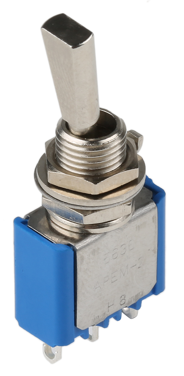 APEM Toggle Switch, Panel Mount, On-On, SPDT, Solder Terminal