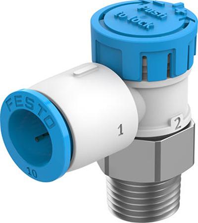 Festo Rotary Knob Exhaust Air One Way Flow Control Pneumatic Control Valve VFOE Series, R 1/4, 1/4in, VFOE-LE-T