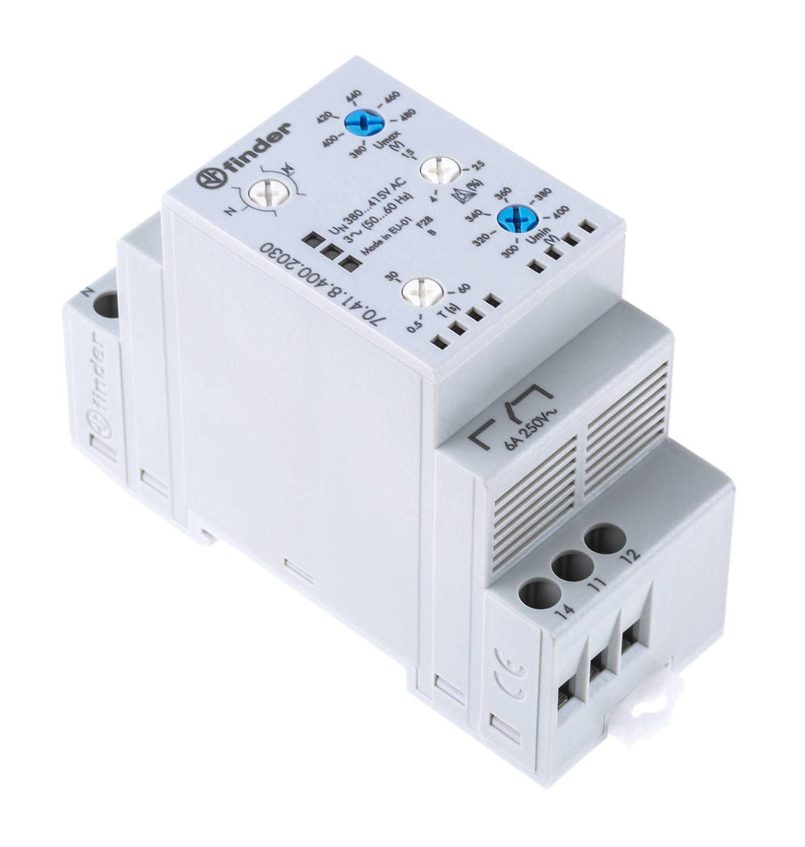 Finder Voltage Monitoring Relay, 3 Phase, SPDT, 300 → 480V ac