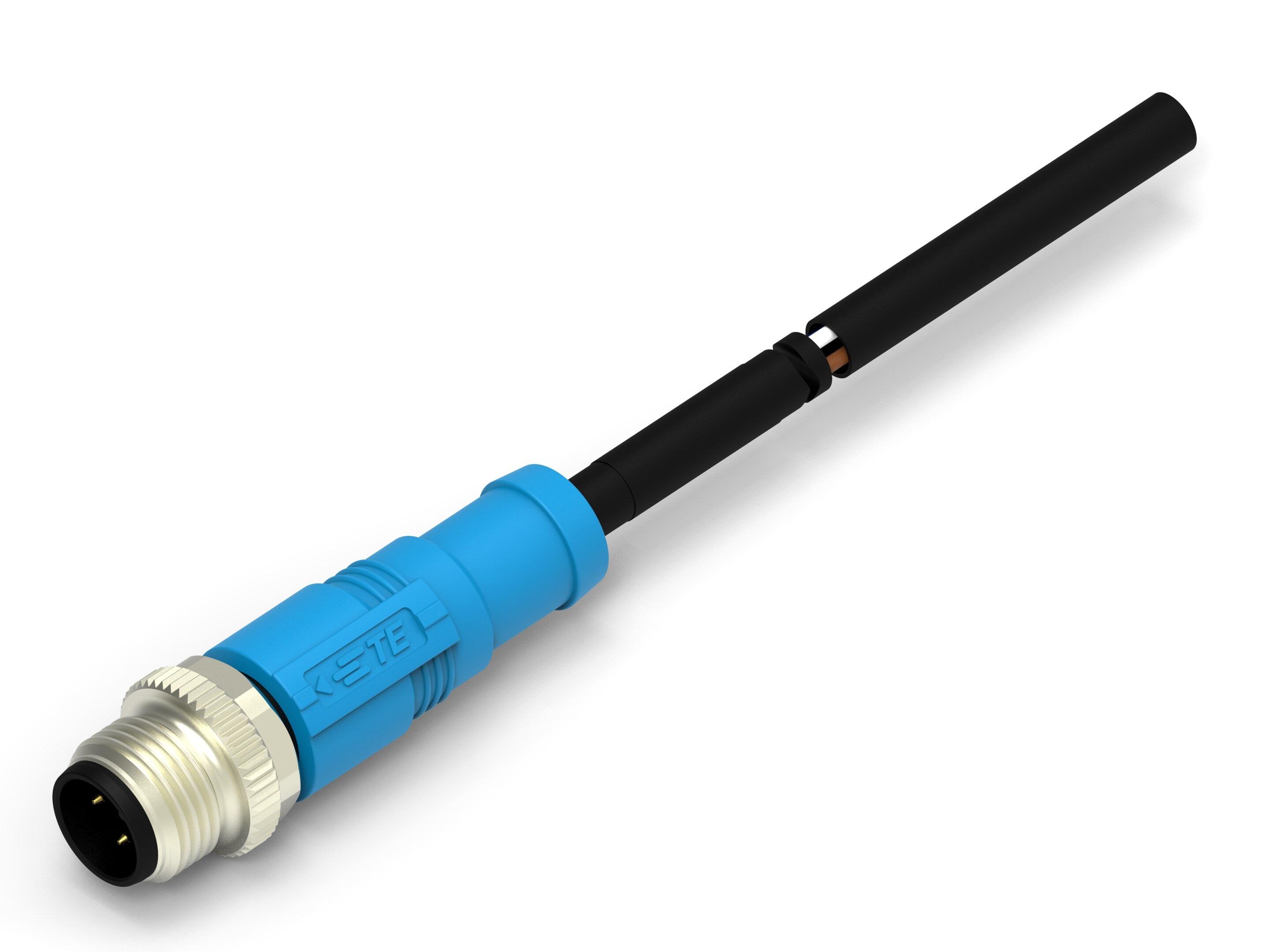 TE Connectivity Male 4 way M12 Plug to M12 Pigtail Cable Assembly, 1.5 m