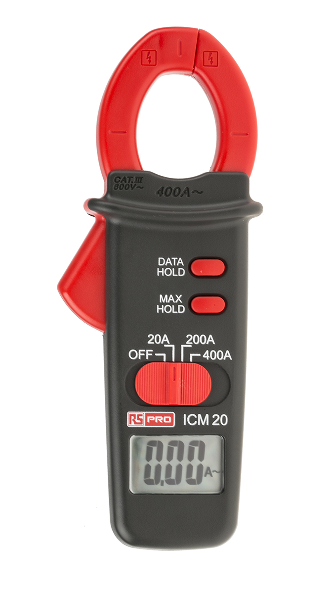 RS PRO ICM20 Clamp Meter, Max Current 400A ac CAT III 600 V With RS Calibration