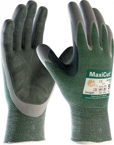 ATG Maxicut Green, Grey Polyester Work Gloves, Size 9, NBR Coating