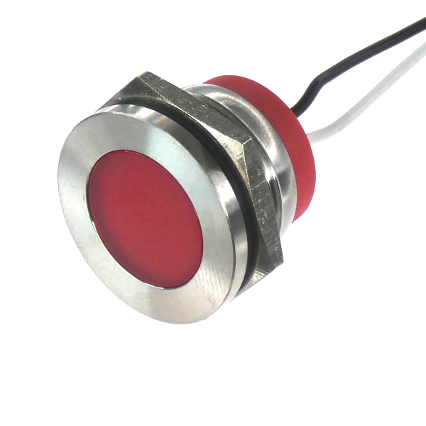 CML Innovative Technologies PL22SL Series Red Panel LED, 24V, 22mm Mounting Hole Size, Lead Wires Termination, IP67