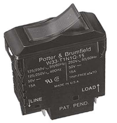 TE Connectivity Thermal Circuit Breaker - W33 2 Pole 120V Voltage Rating, 10A Current Rating