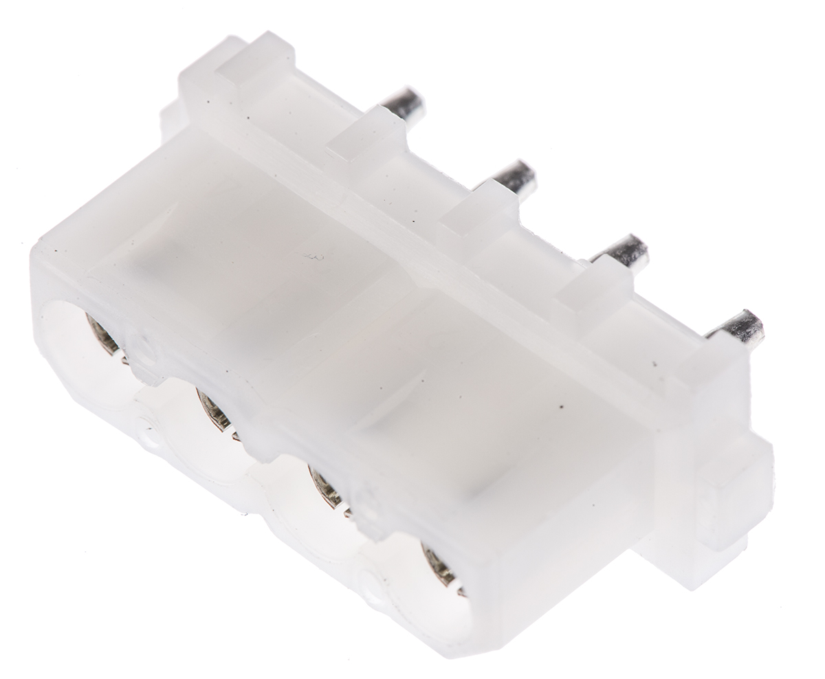 TE Connectivity Commercial MATE-N-LOK Series Straight Through Hole Mount PCB Socket, 4-Contact, 1-Row, 5.08mm Pitch,