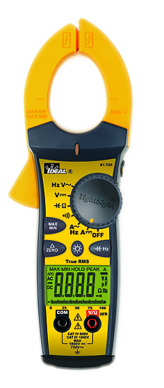 Ideal Industries 61-765 Clamp Meter, 660 A dc 660 A ac 750 V 750 V ac Tensilica LX6