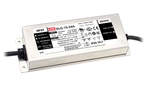 MEAN WELL LED Driver, 24V Output, 75W Output, 3.15A Output, Constant Current / Constant Voltage Dimmable