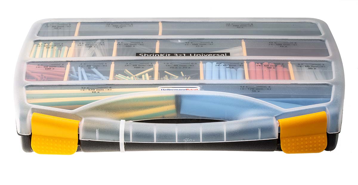 HellermannTyton Heat Shrink Tubing, Assorted 1.5 → 24mm Sleeve Dia. x 40 → 603mm Length 3:1 Ratio,