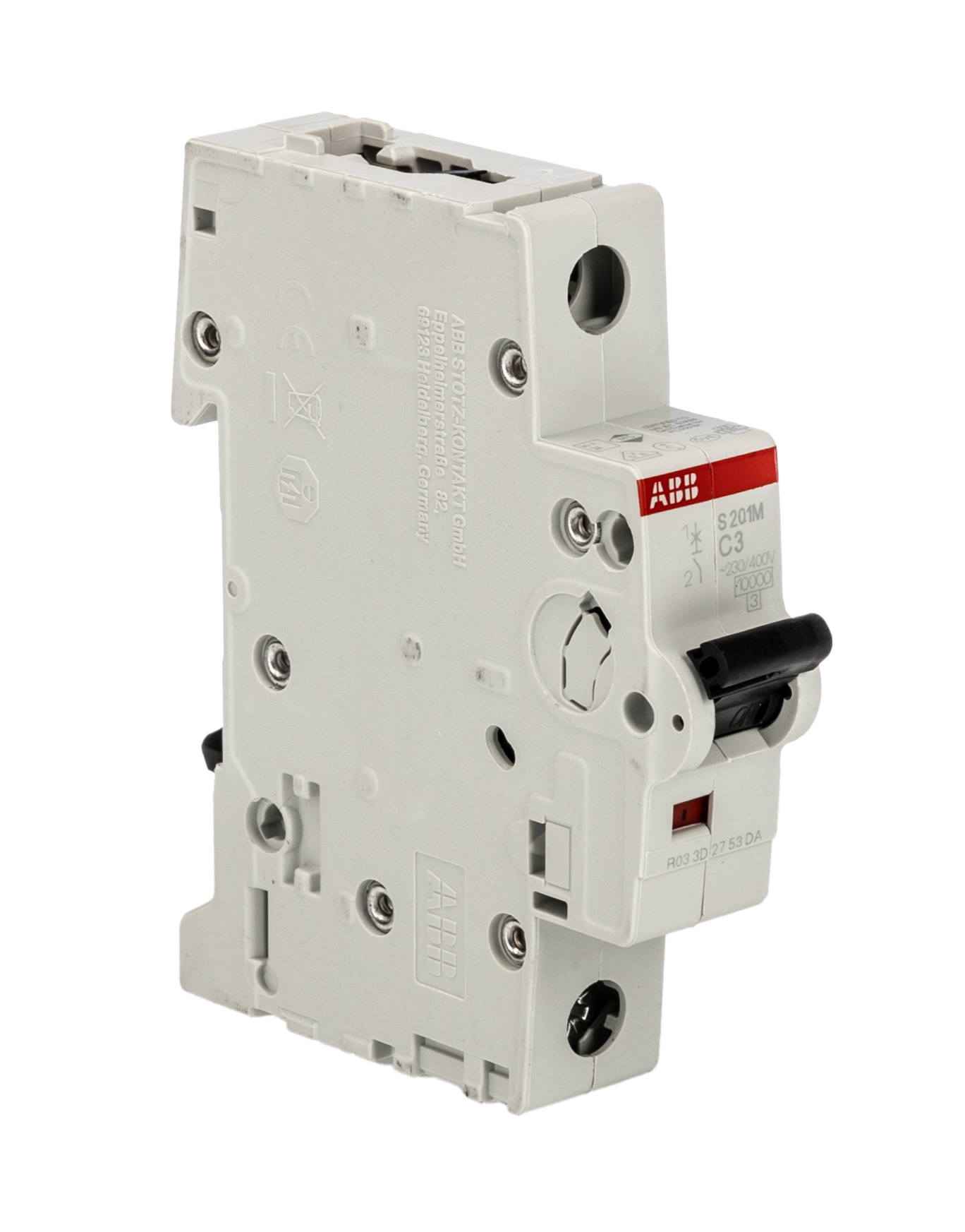 ABB System Pro M Compact S200M MCB, 1P, 3A Curve C, 230V AC, 10 kA Breaking Capacity