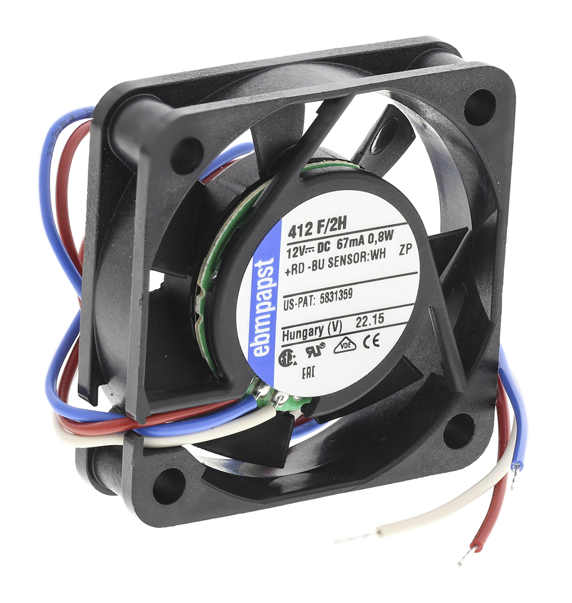 ebm-papst 400 F Series Axial Fan, 12 V dc, DC Operation, 9m³/h, 800mW, 40 x 40 x 10mm