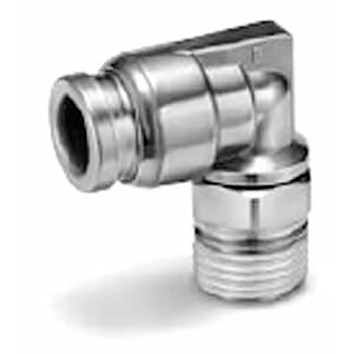 SMC KQG2 Series Elbow Threaded Adaptor, R 1/4 Male to Push In 4 mm, Threaded-to-Tube Connection Style