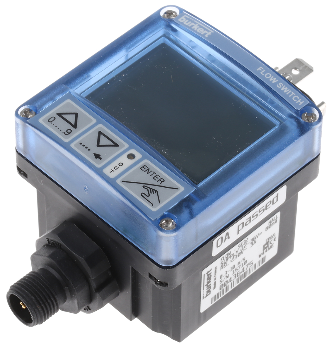 Burkert Compact Mount Flow Controller, 2 → 1200 L/min, Relay Output, 12 → 30 V dc, DN 15 → 100 mm