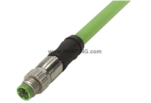 HARTING Male 4 way M8 to Male 4 way M8 Sensor Actuator Cable, 10 m