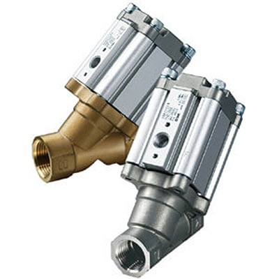 SMC Angle Seat type Pneumatic Actuated Valve, G G 3/8 to G G 3/8, 2.4 MPa