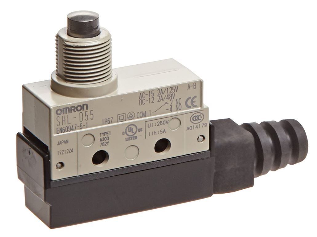 Omron SHL Series Plunger Limit Switch, NO/NC, IP67, SPDT, 480V ac Max, ac 2 A, dc 200mA Max