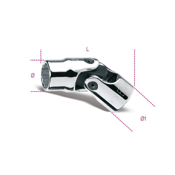 BETA 3/8 in Drive 3/8in Universal Joint Socket, 12 point, 48 mm Overall Length