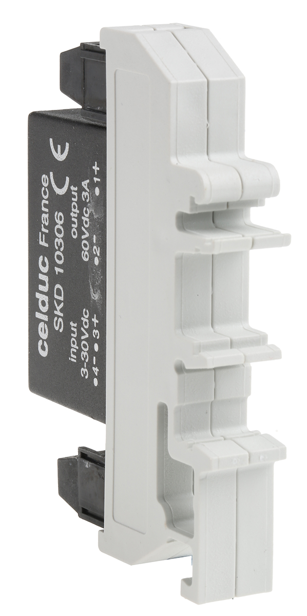 Celduc XK Series Solid State Interface Relay, 30 V Control, 3 A Load, DIN Rail Mount