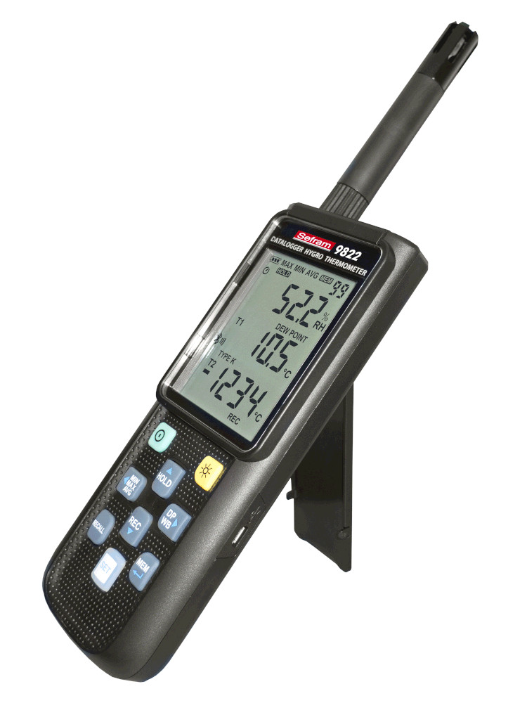 Sefram SEFRAM9822 Desk Digital Thermometer for Measurement Use, J, K, N, R, S, T Probe, 3 Input(s), +60°C Max