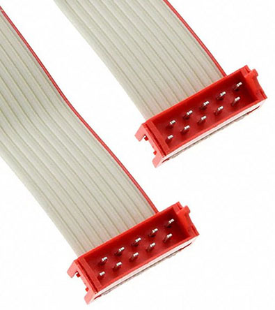 TE Connectivity Micro-MaTch Series Flat Ribbon Cable, 10-Way, 1.27mm Pitch, 75.5mm Length, Micro-MaTch IDC to