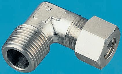Legris Stainless Steel Pipe Fitting, 90° Elbow, Male BSPT 1/2in