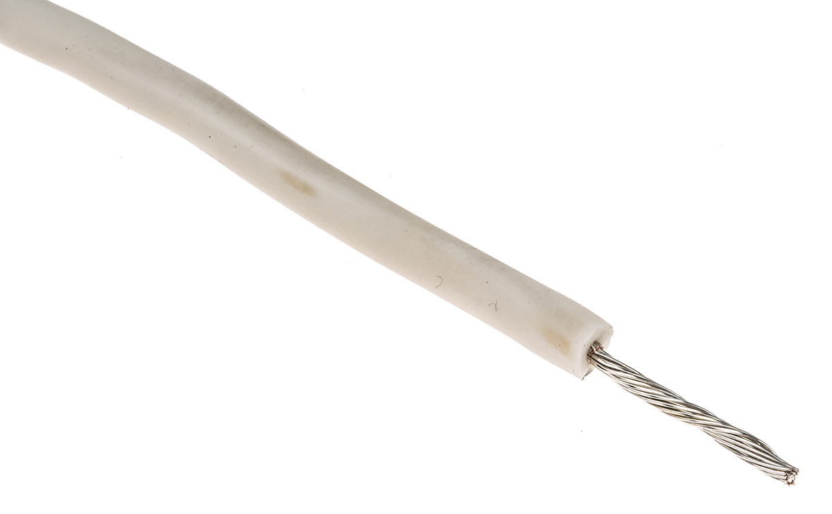 Alpha Wire Hook-up Wire Silicone Series White 1.3 mm² Hook Up Wire, 16 AWG, 26/0.25 mm, 30m, Silicone Rubber