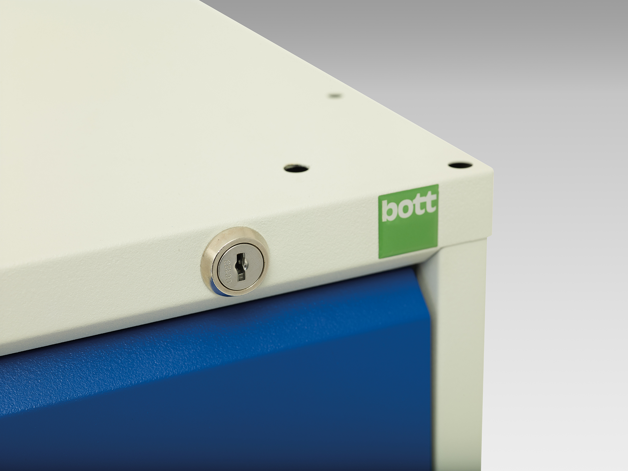 Bott 3 Drawer Storage Unit, Steel, 450mm x 525mm x 550mm, Blue, Grey