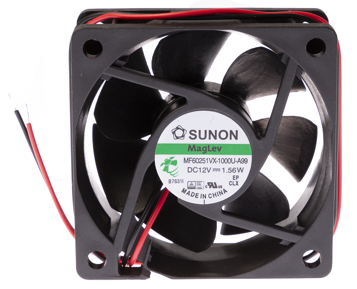 Sunon M Series Axial Fan, 12 V dc, DC Operation, 27cfm, 1.56W, 130mA Max, 60 x 60 x 25mm