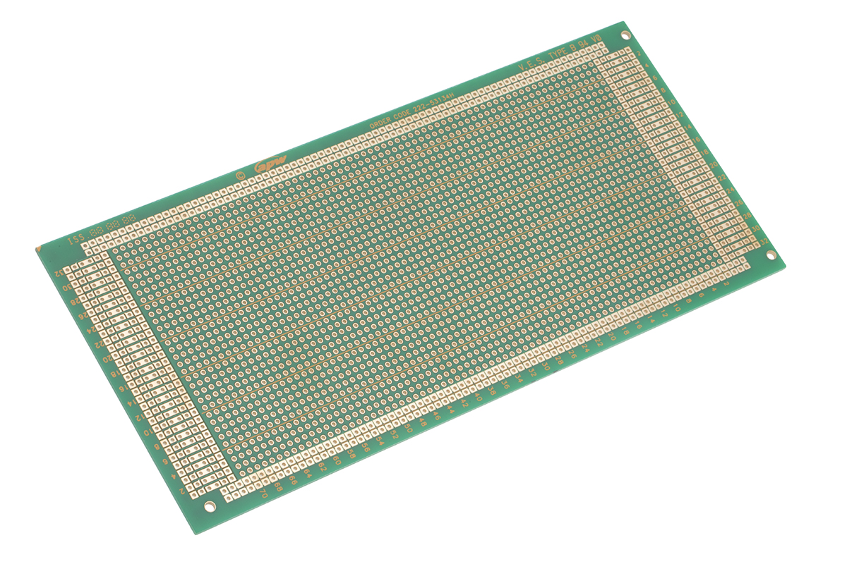 RS PRO Double Sided Matrix Board FR4 1.02mm Holes, 2.54 x 2.54mm Pitch, 220 x 100mm