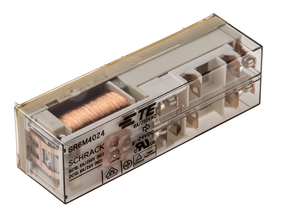 TE Connectivity PCB Mount Force Guided Relay, 24V dc Coil Voltage, 4 Pole, 3PST, SPST