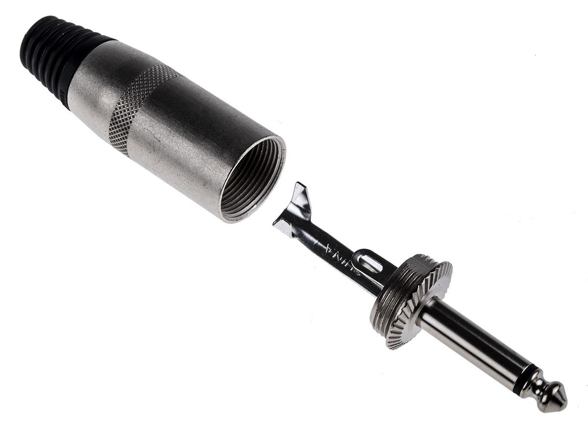 RS PRO Jack Connector 6.35 mm Cable Mount Mono Plug, 2Pole