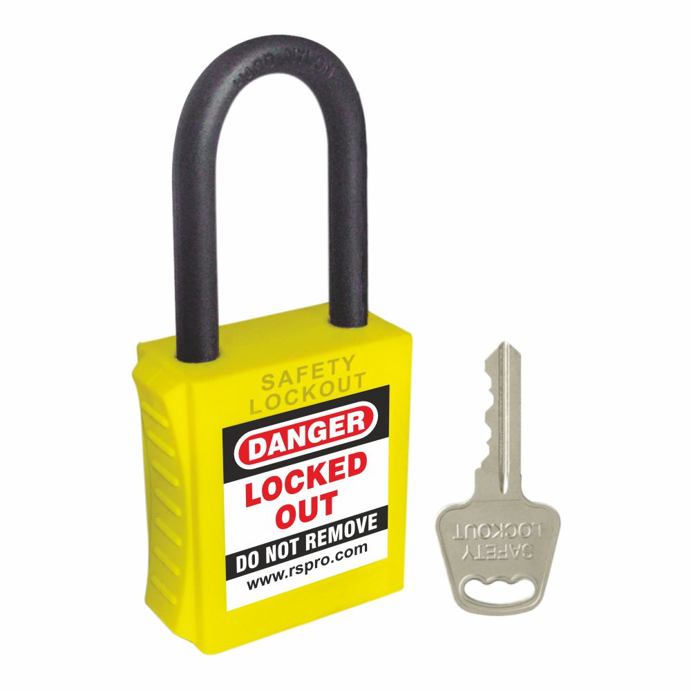 RS PRO Yellow 1-Lock ABS, Nylon Safety Padlocks, 6mm Shackle, 42mm Attachment