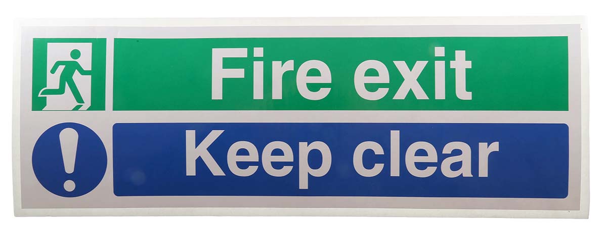 Vinyl Fire Safety Sign, Fire exit Keep clear With English Text Self-Adhesive