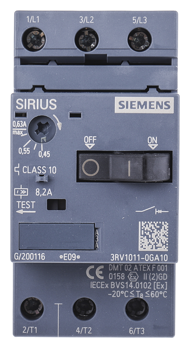 Siemens 0.45 → 0.63 A SIRIUS 3RV Motor Protection Circuit Breaker