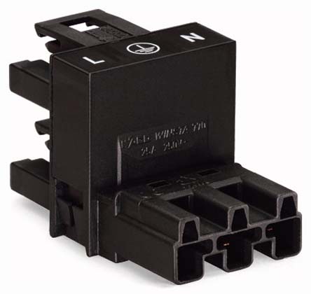 WAGO 770 Series WINSTA MINI H Distribution Connector, 3-Pole, Female, Male, 3-Way, Cable Mount, 25A