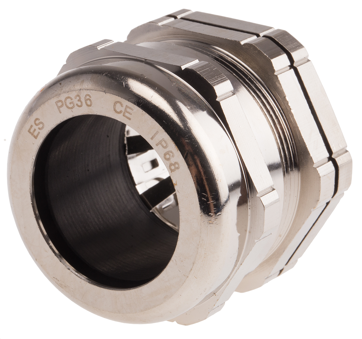 RS PRO Metallic Nickel Plated Brass Cable Gland, PG36 Thread, 22mm min., 32mm max., IP68