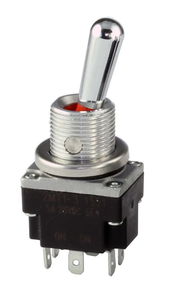 Honeywell Toggle Switch, Panel Mount, On-Off-(On), DPDT, Solder Terminal, 28V dc