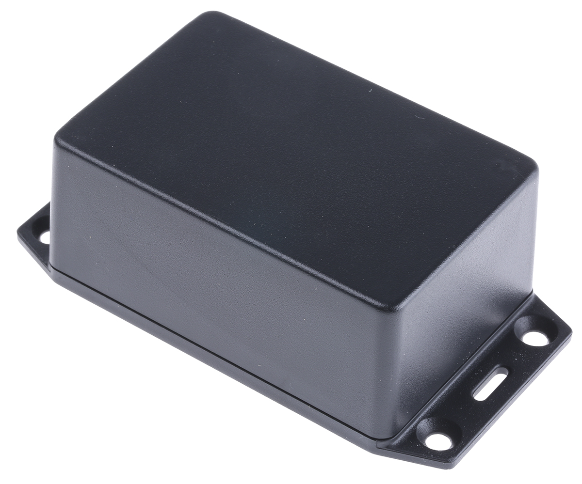 Hammond 1591 Series Black Flame Retardant ABS Enclosure, IP54, Flanged, Black Lid, 87 x 57 x 36mm