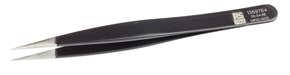 RS PRO 120 mm, Stainless Steel, Flat, ESD Tweezers