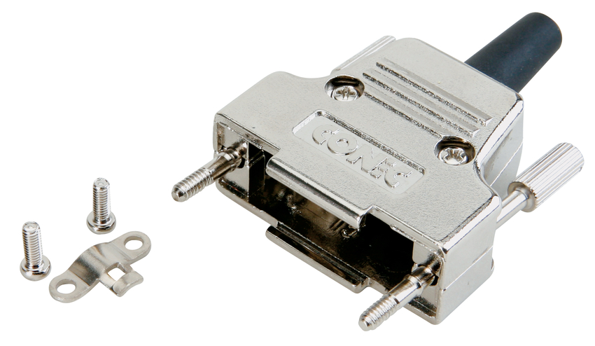 CONEC 165X Series GD-Zn D Sub Backshell, 9 Way, Strain Relief
