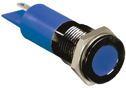 RS PRO Blue Panel Mount Indicator, 110V ac, 14mm Mounting Hole Size, Faston, Solder Lug Termination, IP67